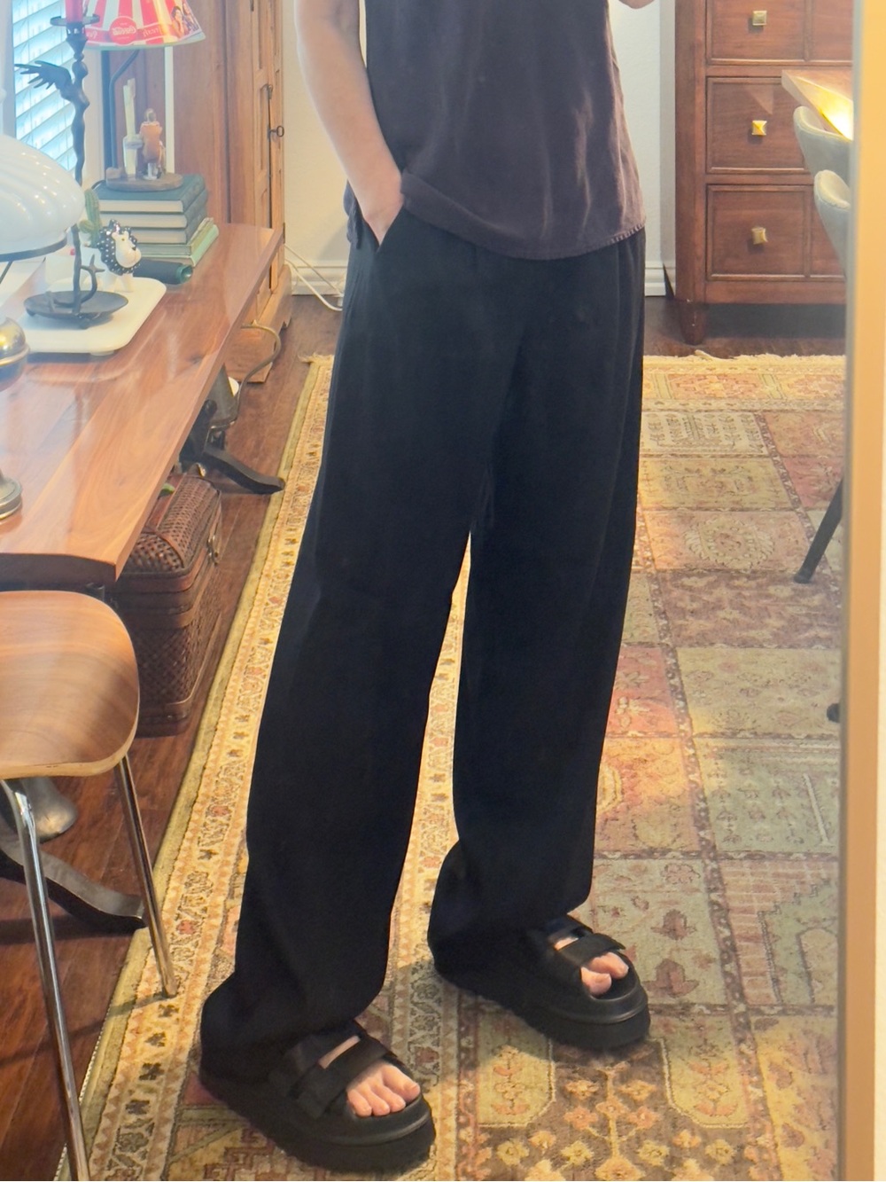 Vince Black Straight-Leg Pull On Pants